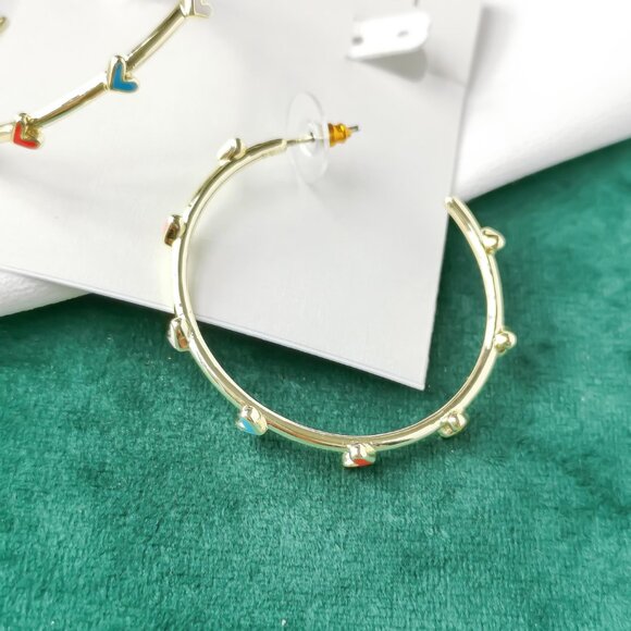 New Kendra Scott Gold Hoop Earrings - Haven Heart Multi Color - Picture 3 of 3